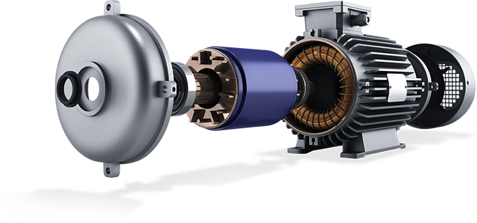 Parts of an Electric Motor separated