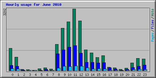 Hourly usage for June 2010